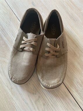 CROCS Men’s Casual Canvas Slip-On Loafer in Light Brown